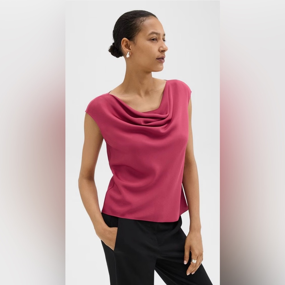 Theory Cowl Neck Top in Silk Georgette